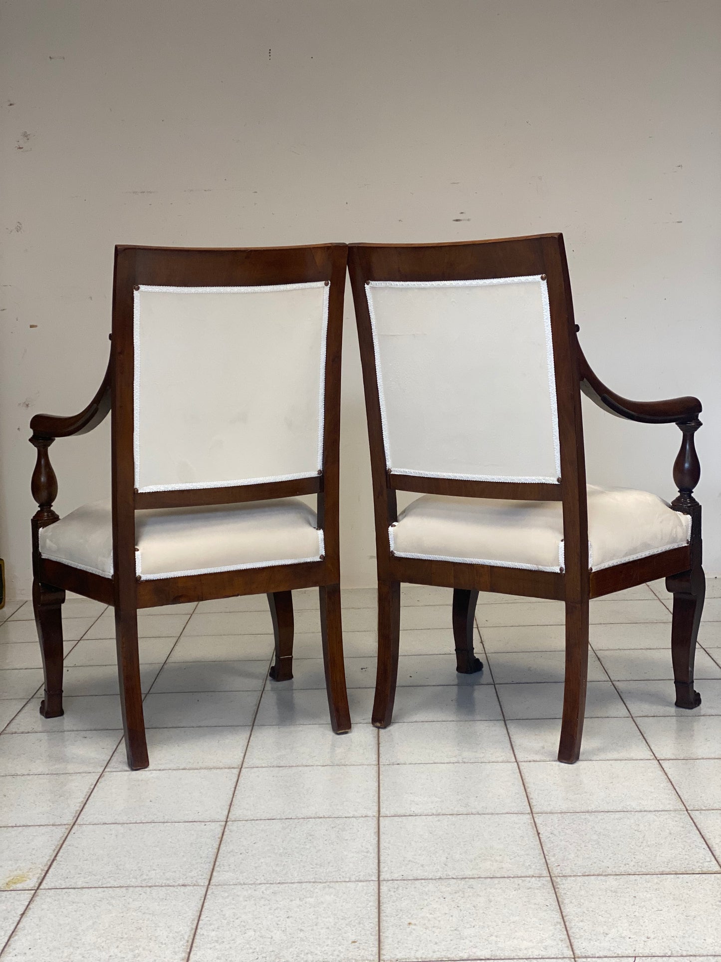 Pair of empire armchairs in rosewood. Genoa 19th century.