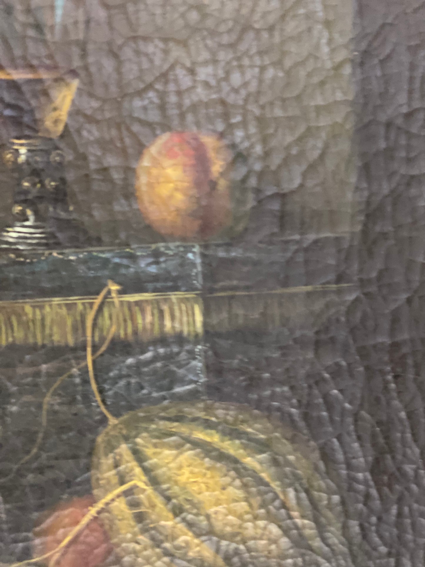 Olio su tela natura morta con frutta e fiori . XIX secolo