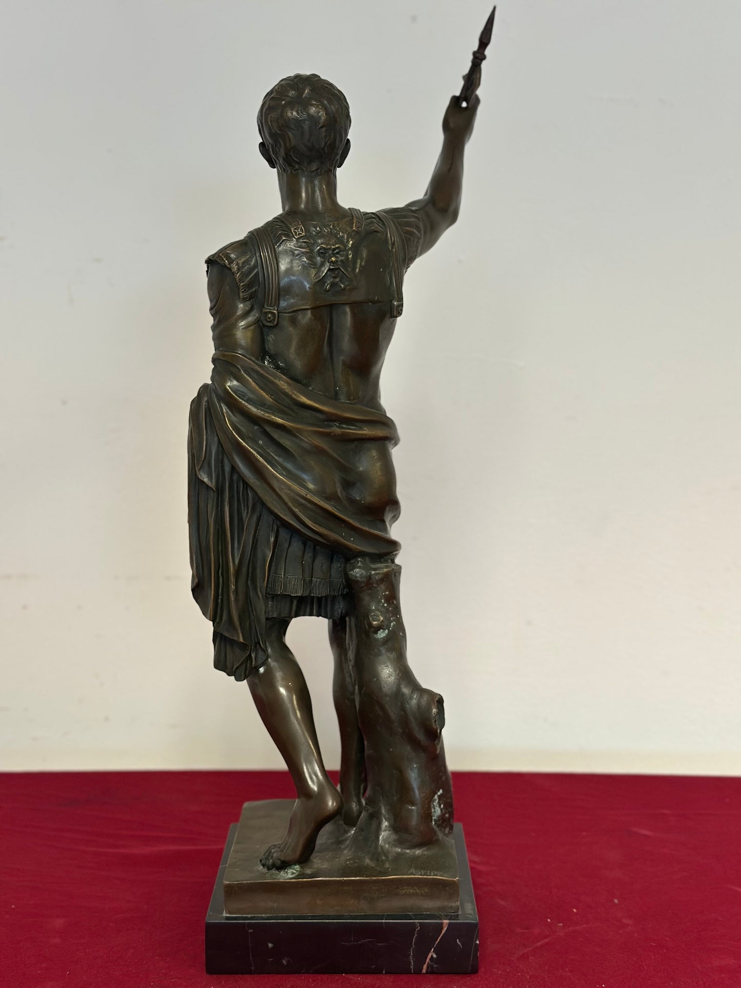 Scultura in bronzo a cera persa Augusto prima porta XX secolo 63 cm