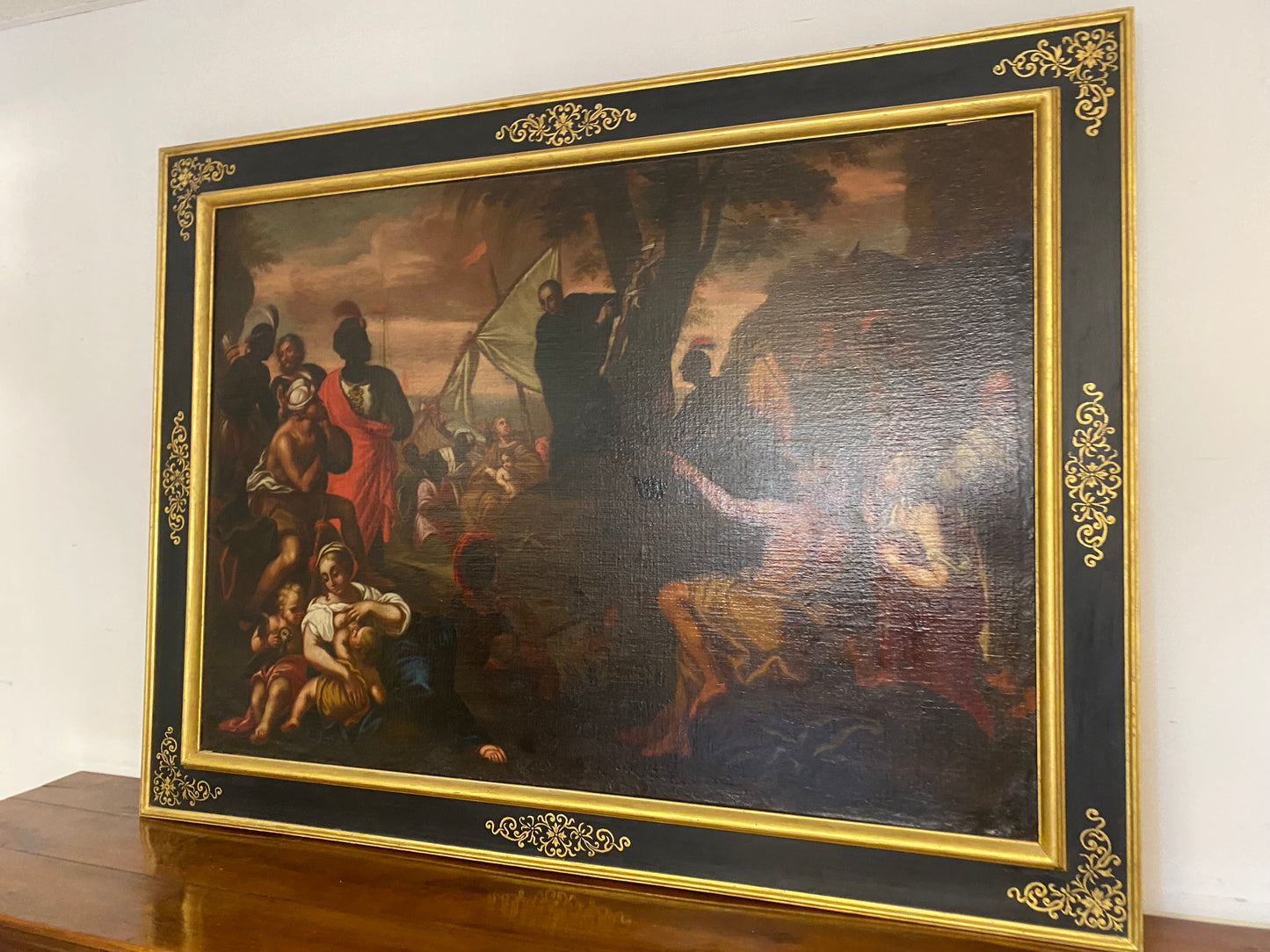 Olio su tela La predica di San Francesco Saverio. XVII secolo