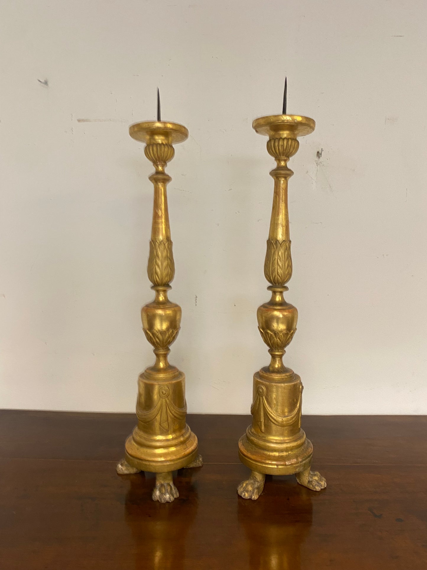 Coppia di candelieri primo impero . Inizio XIX secolo. 80 cm