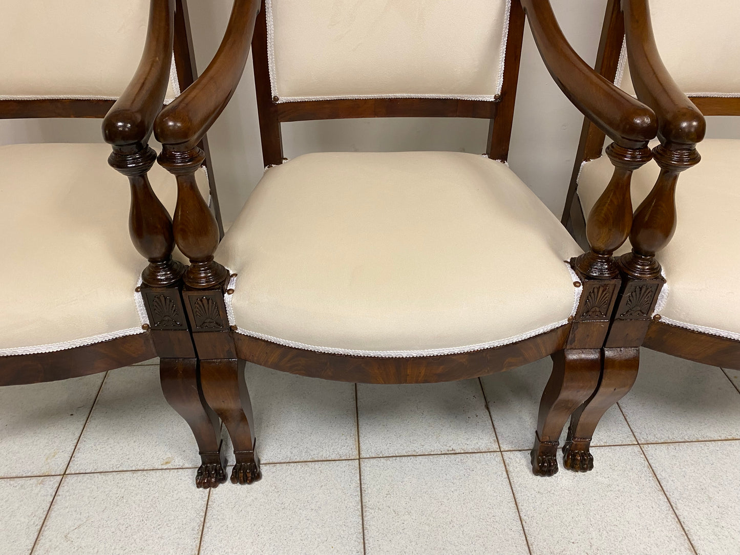 Triptych of Empire armchairs, Genoa 19th century