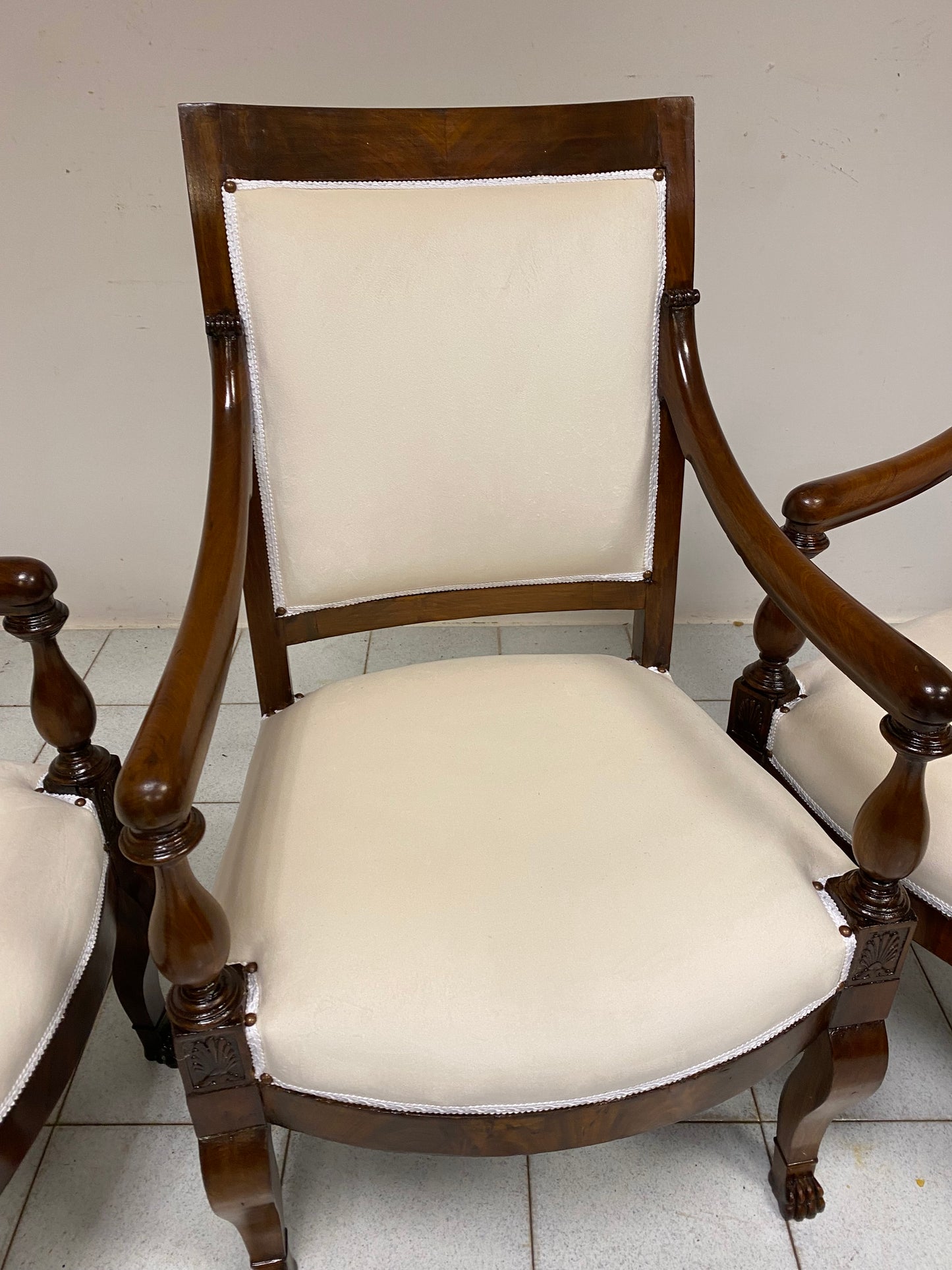 Triptych of Empire armchairs, Genoa 19th century