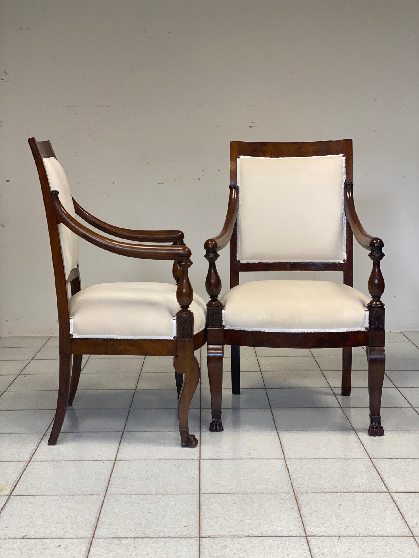 Pair of empire armchairs in rosewood. Genoa 19th century.