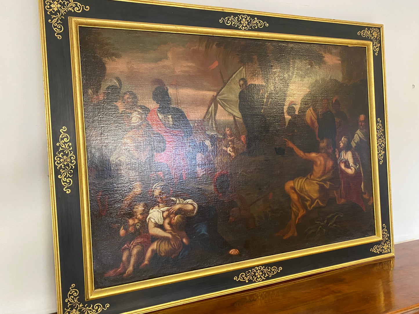 Olio su tela La predica di San Francesco Saverio. XVII secolo