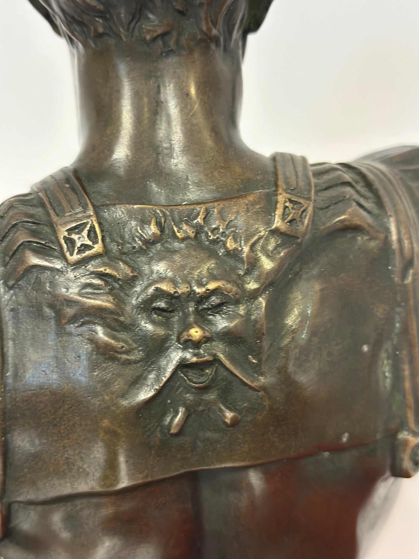 Scultura in bronzo a cera persa Augusto prima porta XX secolo 63 cm