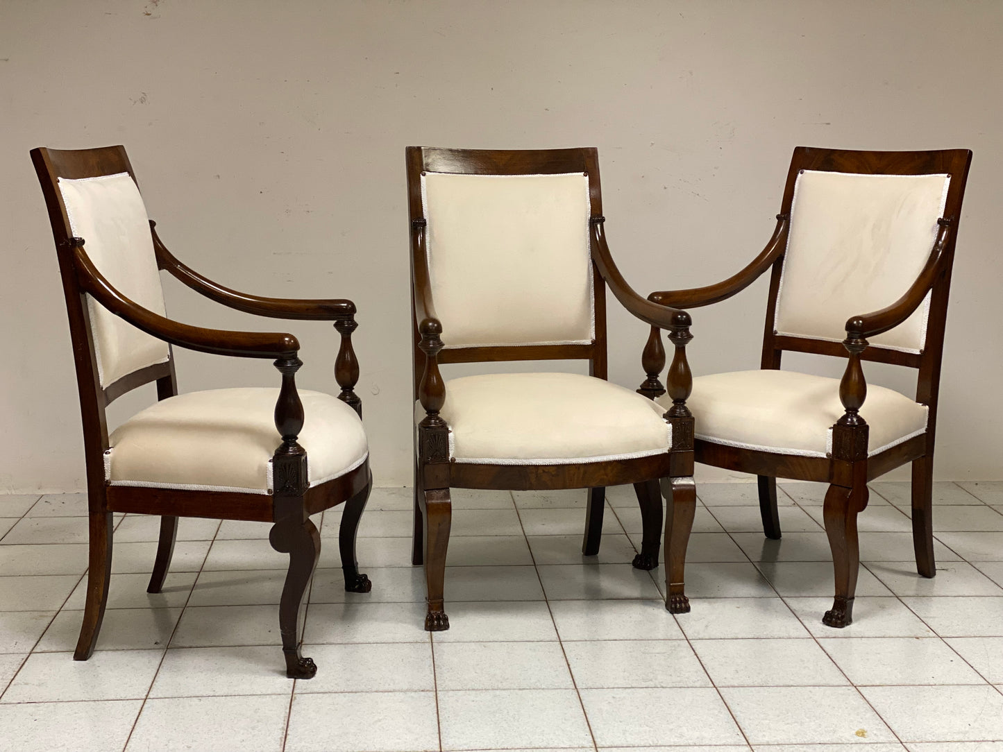Triptych of Empire armchairs, Genoa 19th century