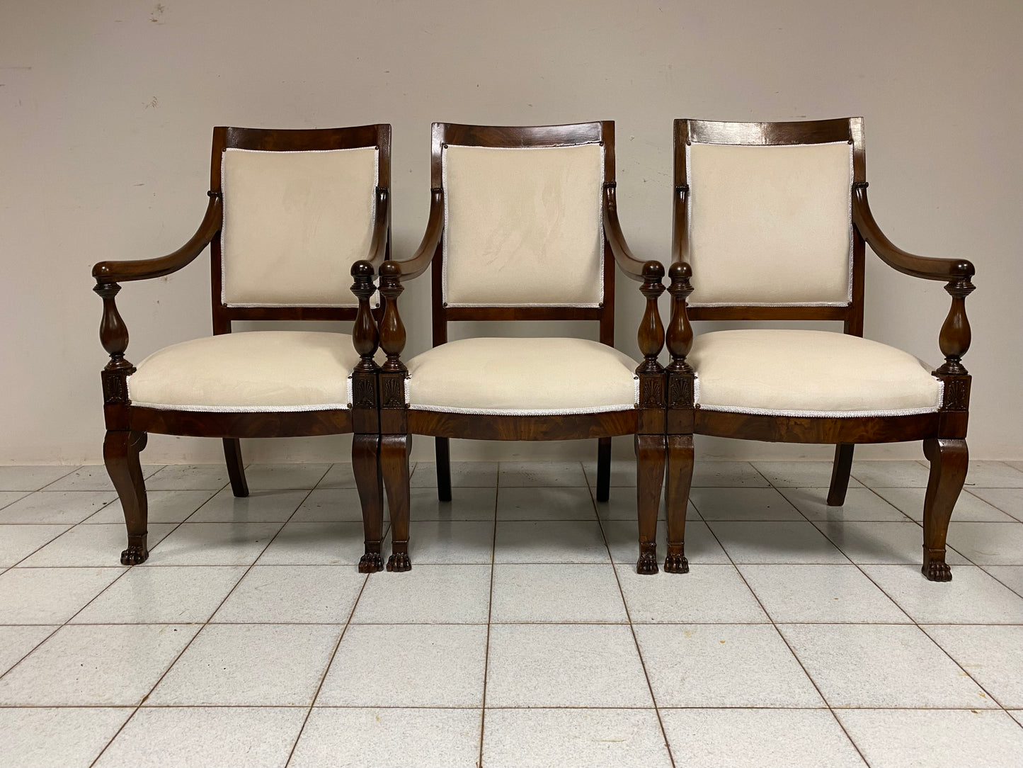 Triptych of Empire armchairs, Genoa 19th century