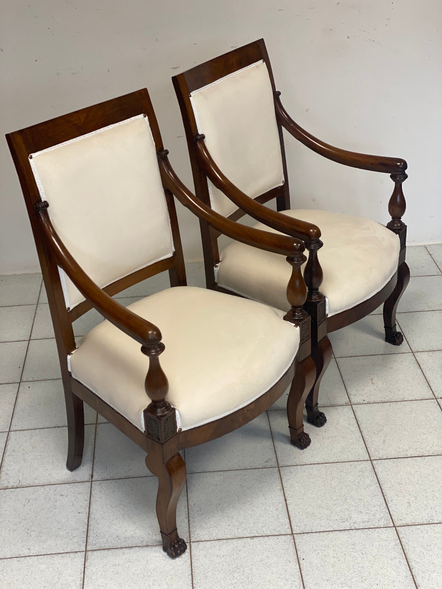 Pair of empire armchairs in rosewood. Genoa 19th century.