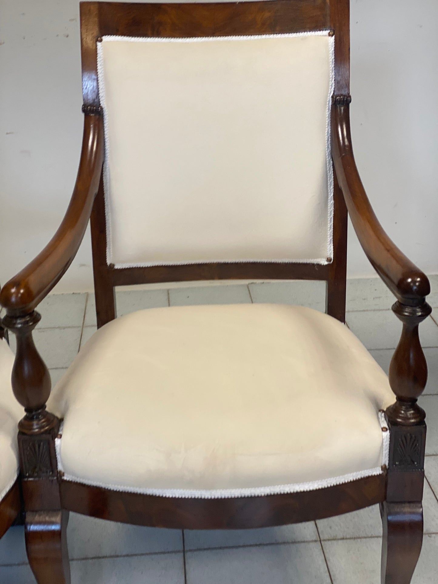 Pair of empire armchairs in rosewood. Genoa 19th century.
