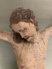 Cristo ligneo scolpito laccato dipinto . Scuola centro Italia inizio 700