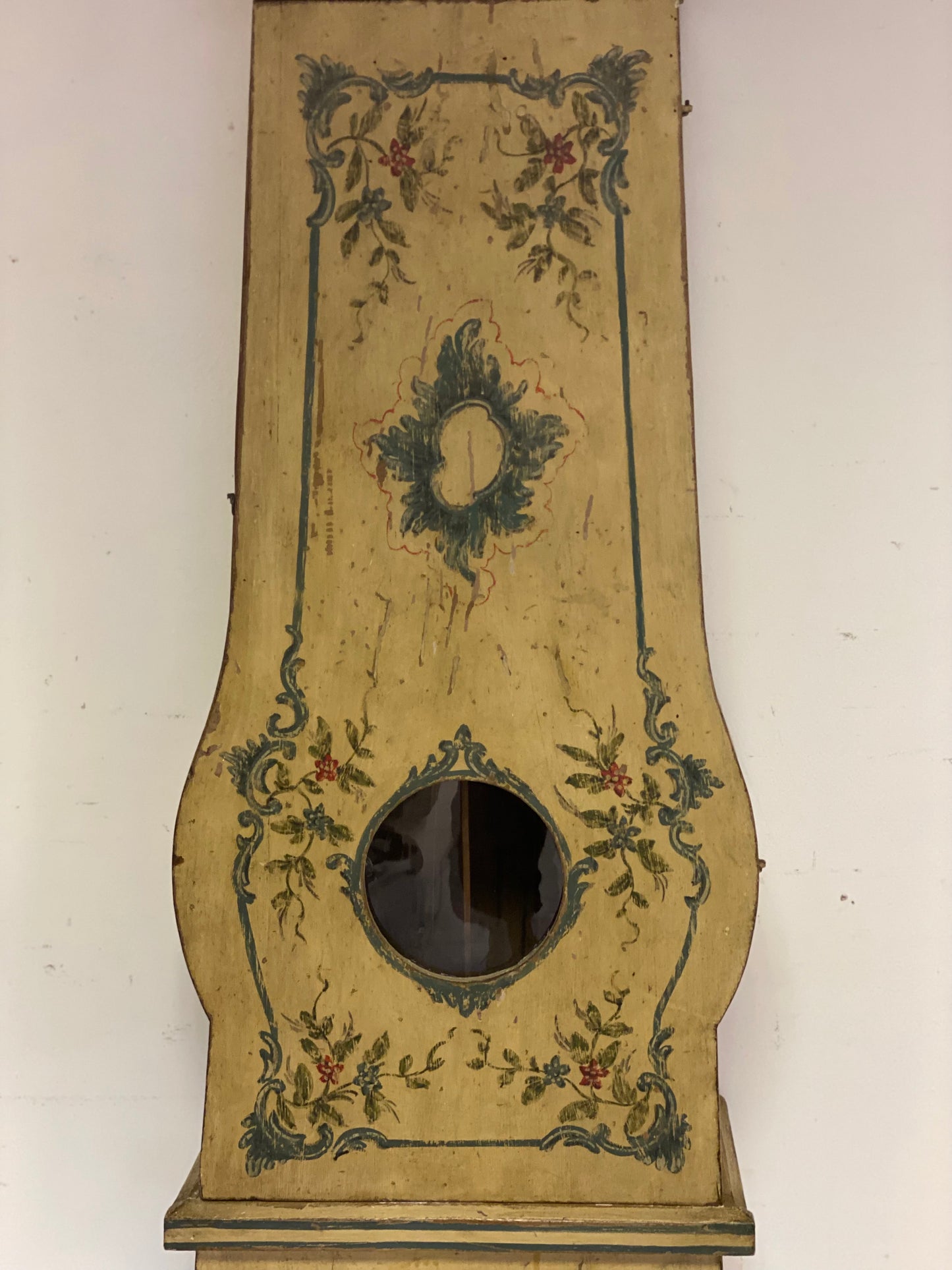 Lacquered and painted pendulum clock. 19th century