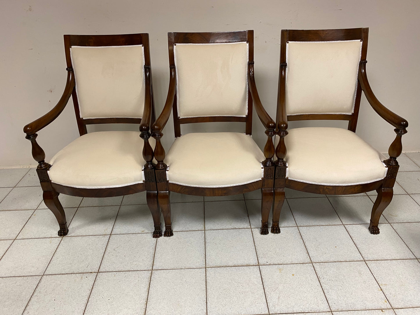 Triptych of Empire armchairs, Genoa 19th century