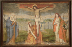 Dipinto crocifissione olio su tela, 174 x 109 bottega dei Fiamminghini, secolo XVIII