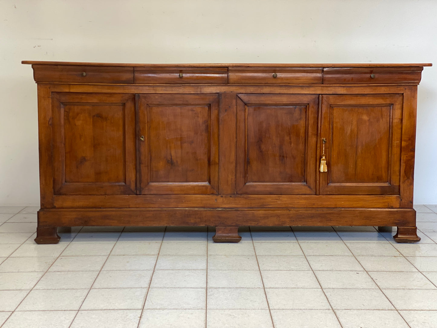 Charles X sideboard with four doors. 218 cm, 19th century