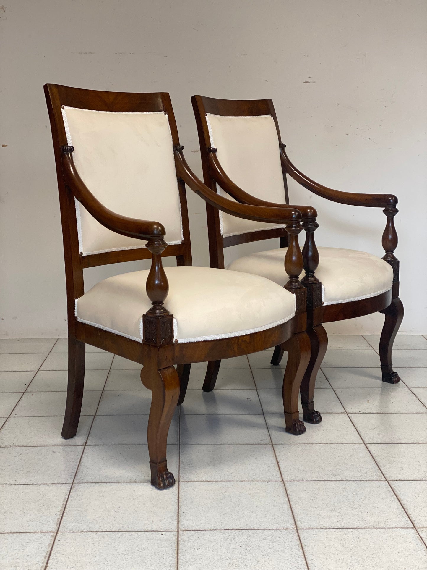 Pair of empire armchairs in rosewood. Genoa 19th century.