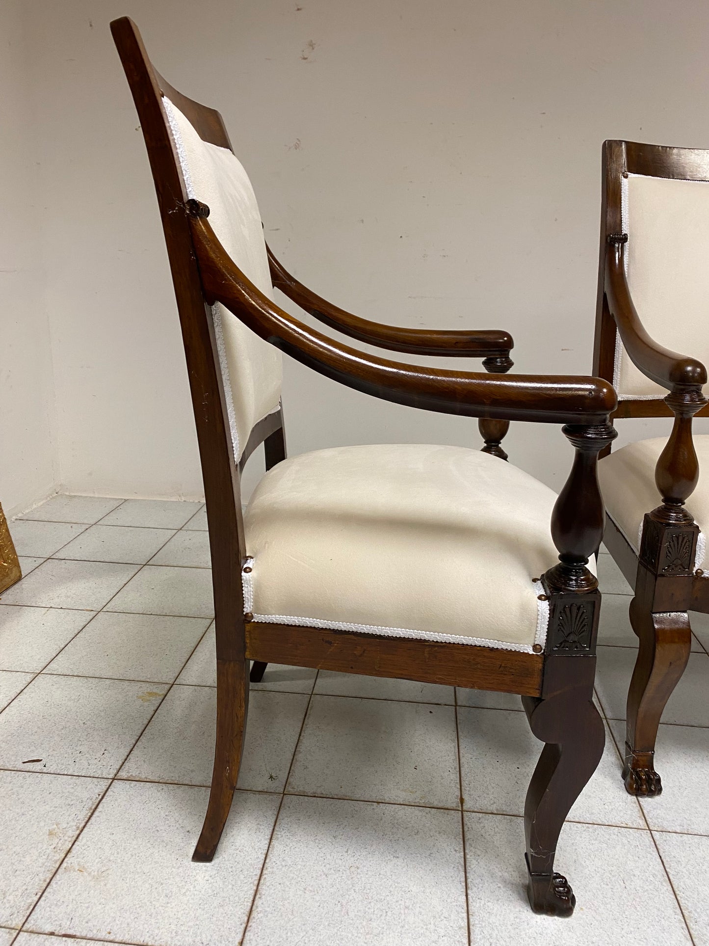 Triptych of Empire armchairs, Genoa 19th century