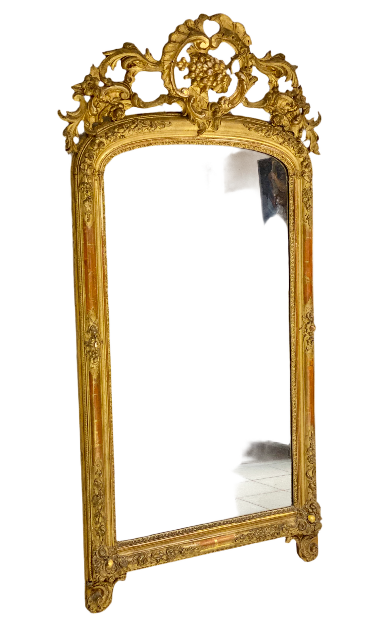 Charles X mirror, gilded carved wood, 19th century.