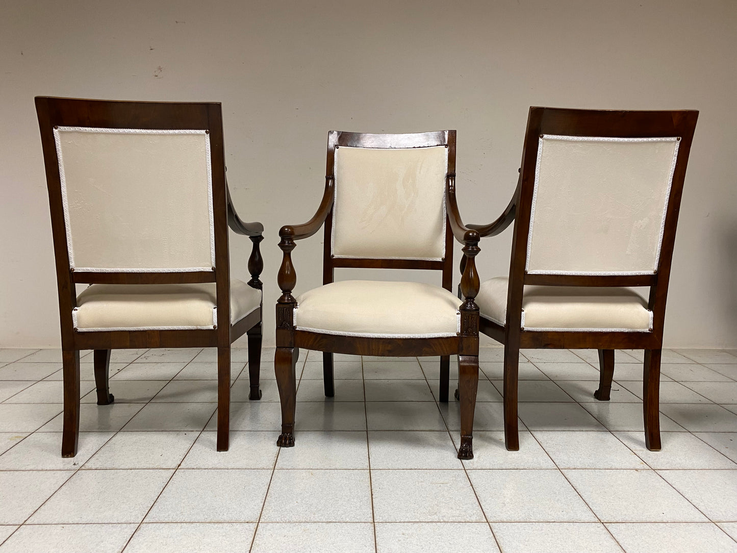 Triptych of Empire armchairs, Genoa 19th century
