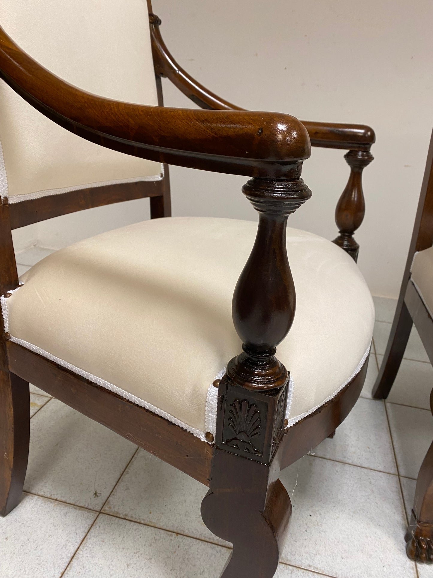 Triptych of Empire armchairs, Genoa 19th century