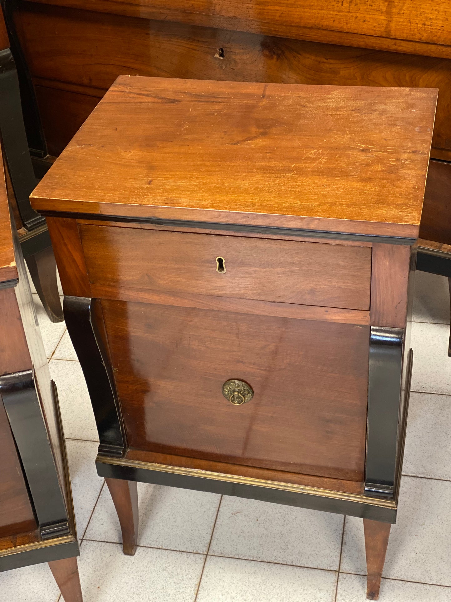 Pair of chests of drawers with bedside tables. City of Verona. First Empire, early 19th century