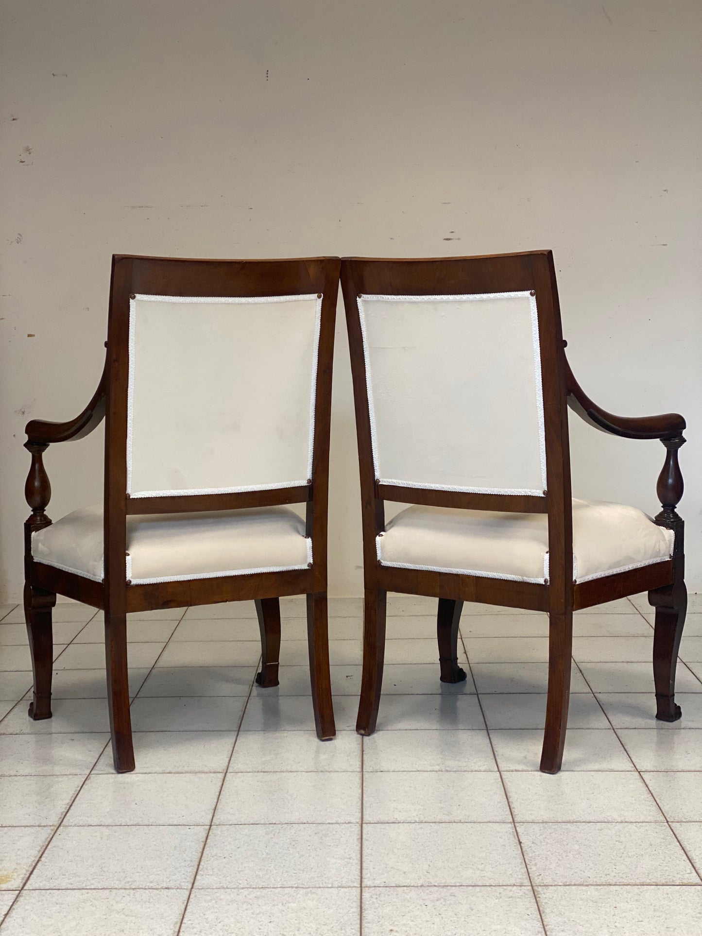 Pair of empire armchairs in rosewood. Genoa 19th century.