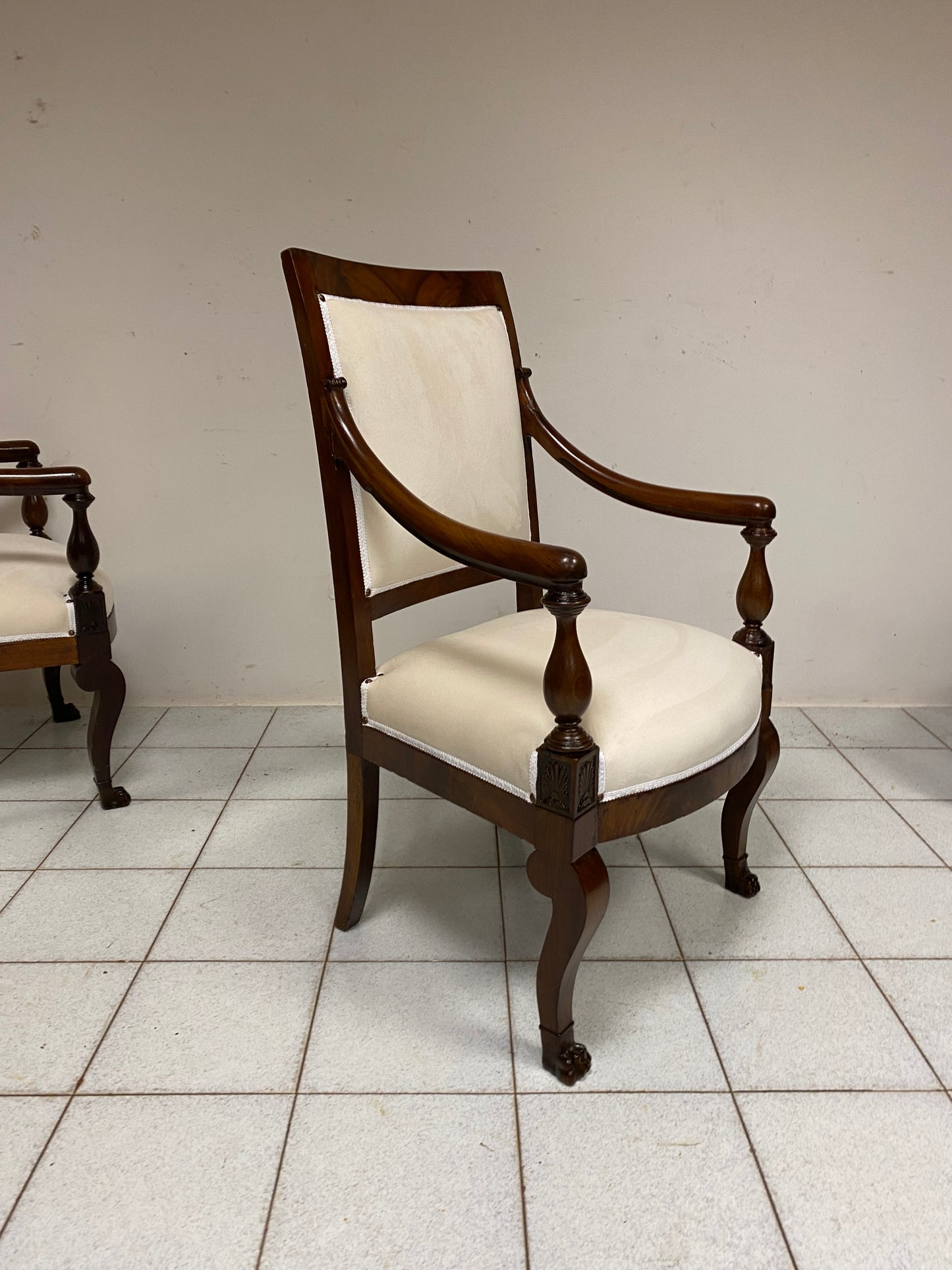 Triptych of Empire armchairs, Genoa 19th century