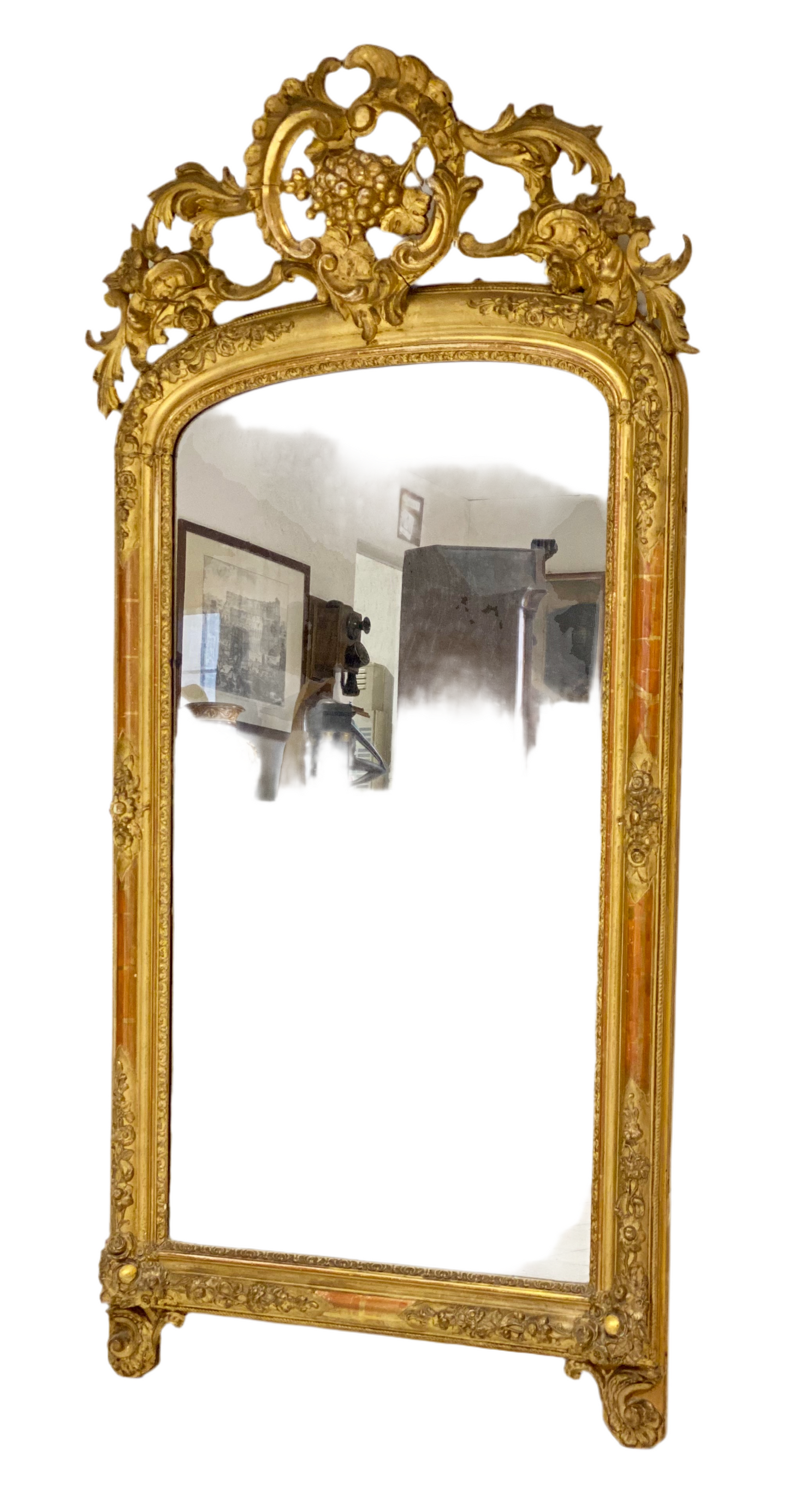 Charles X mirror, gilded carved wood, 19th century.