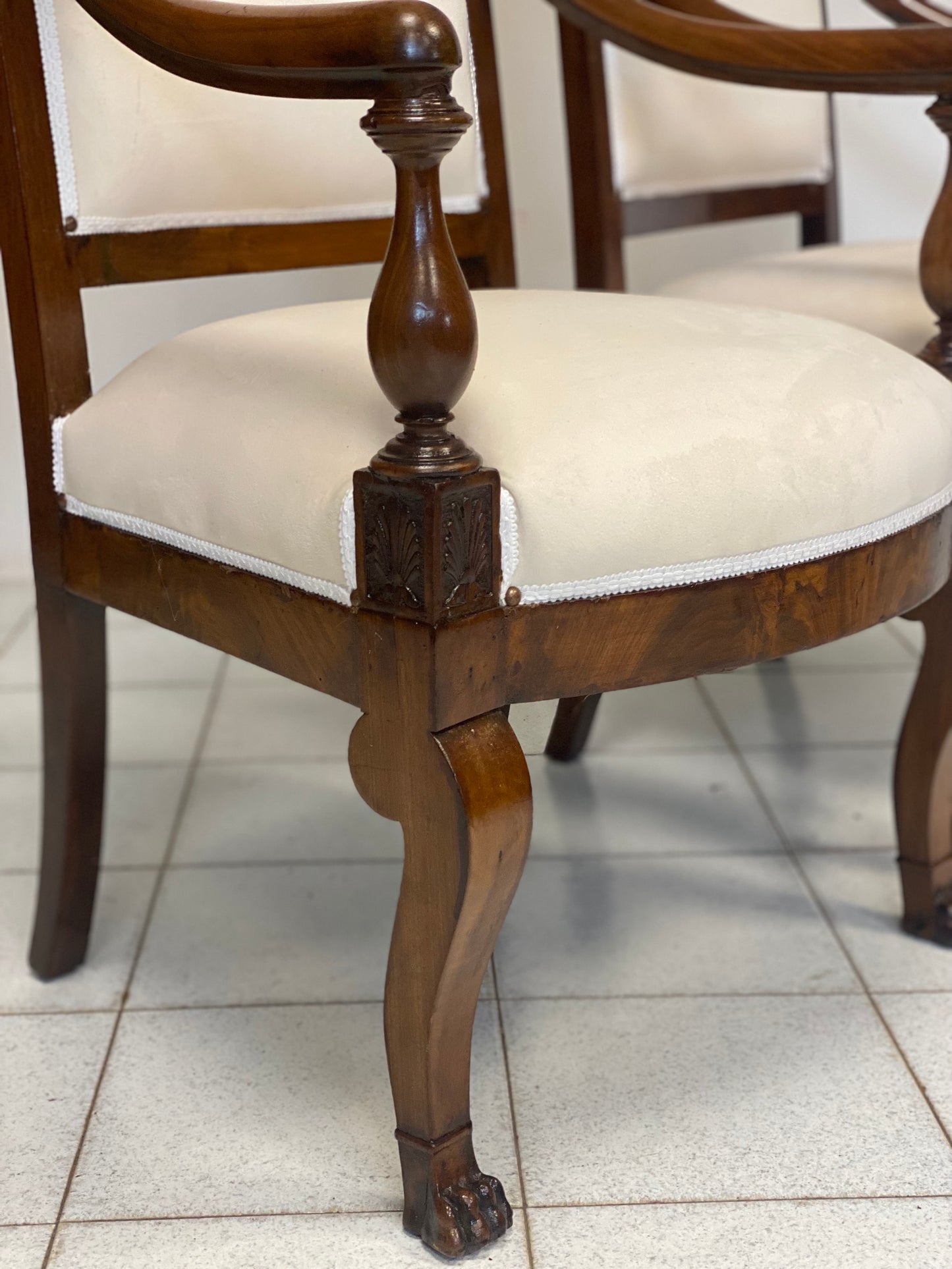 Pair of empire armchairs in rosewood. Genoa 19th century.