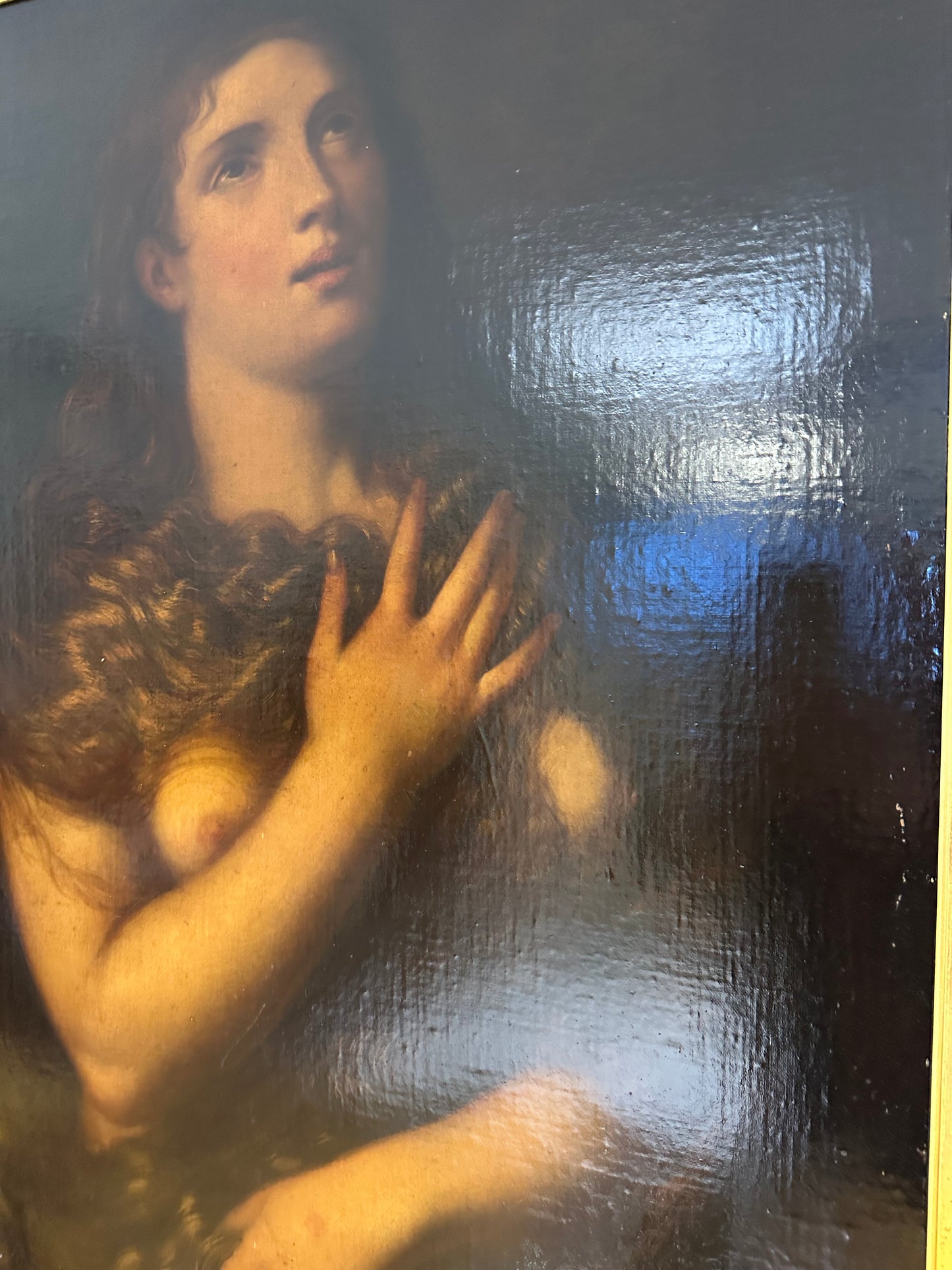 Autore: TIZIANO VECELLIO (seguace),
Soggetto: Maddalena penitente
Tecnica: (olio su tela).
Dimensioni: 90 x 70