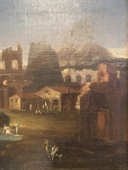 Paesaggio con rovine e personaggi .Alessio de Marchis (Napoli 1684- Urbino1752)