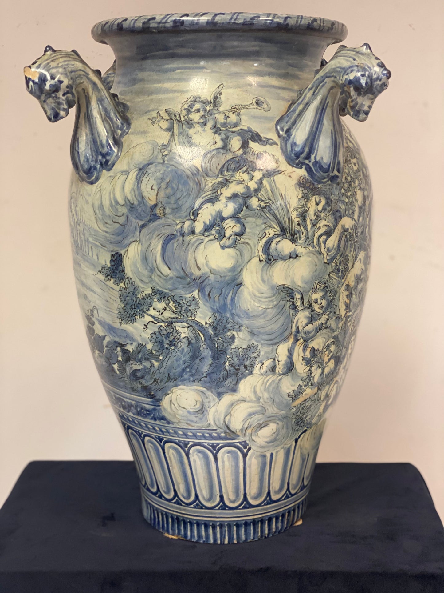 Vaso da farmacia in maiolica Albissola firmato e datato 1922 . H 64