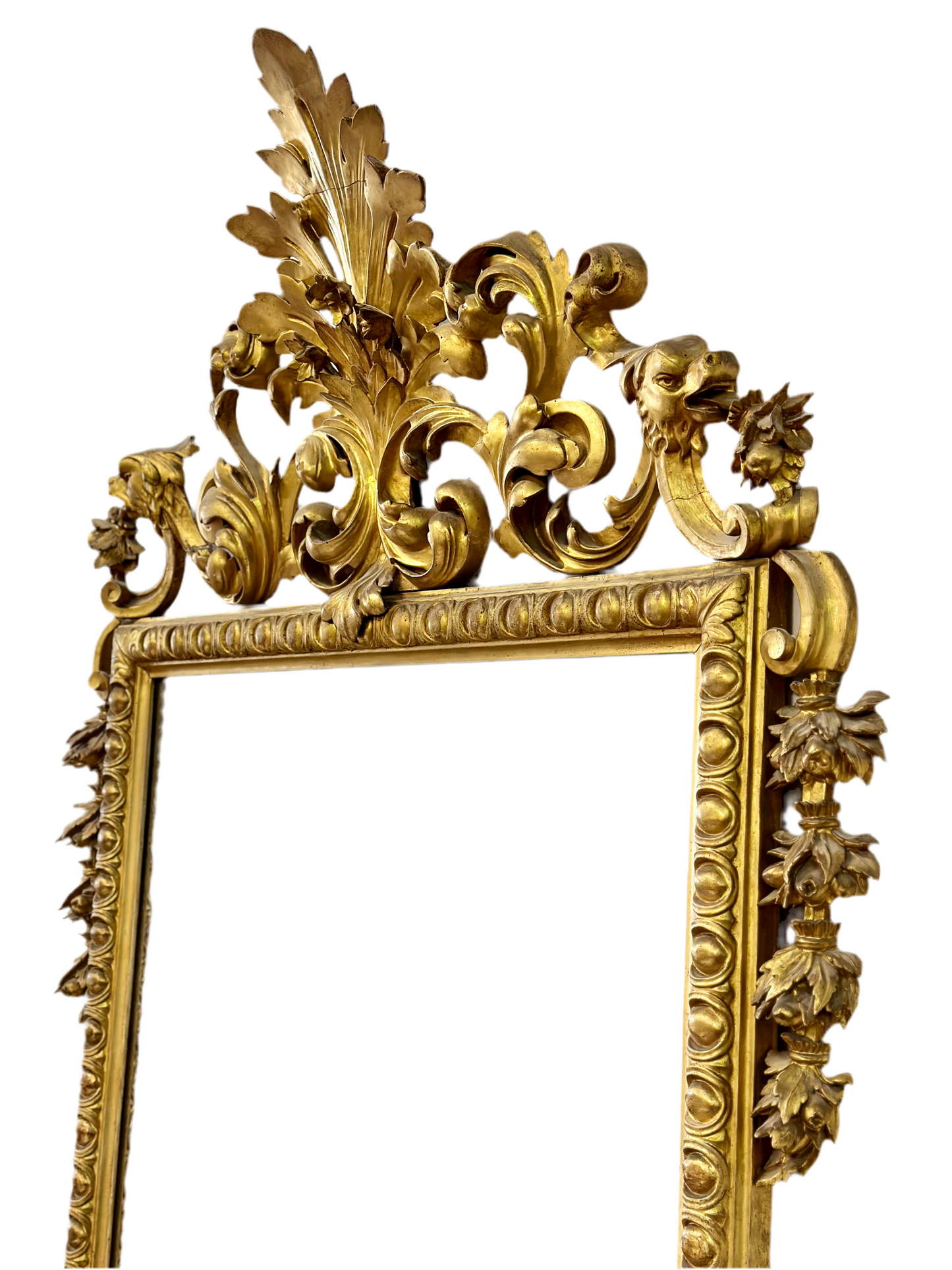 Carved gilded wooden mirror. Tuscany, early 19th century