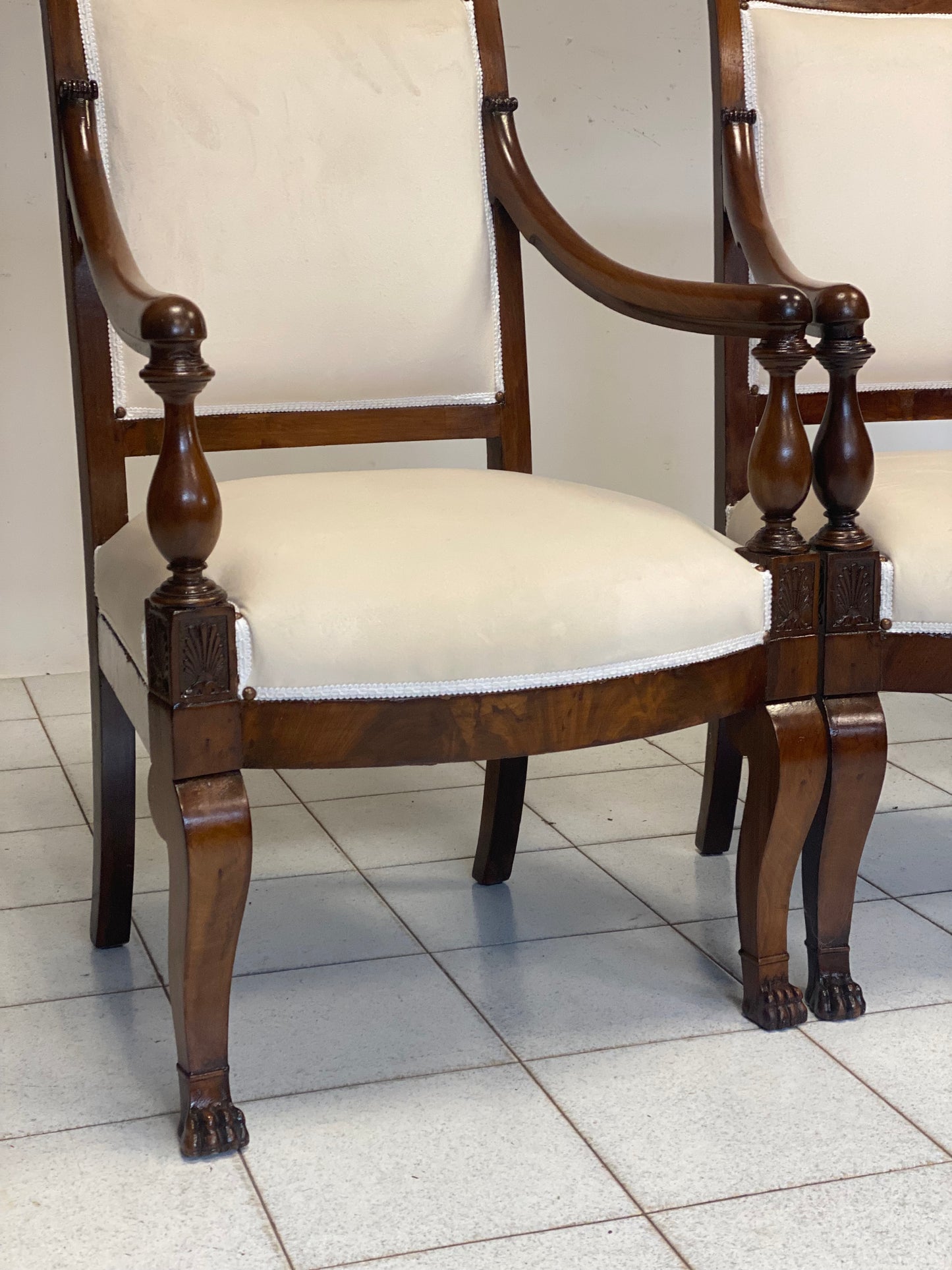 Pair of empire armchairs in rosewood. Genoa 19th century.