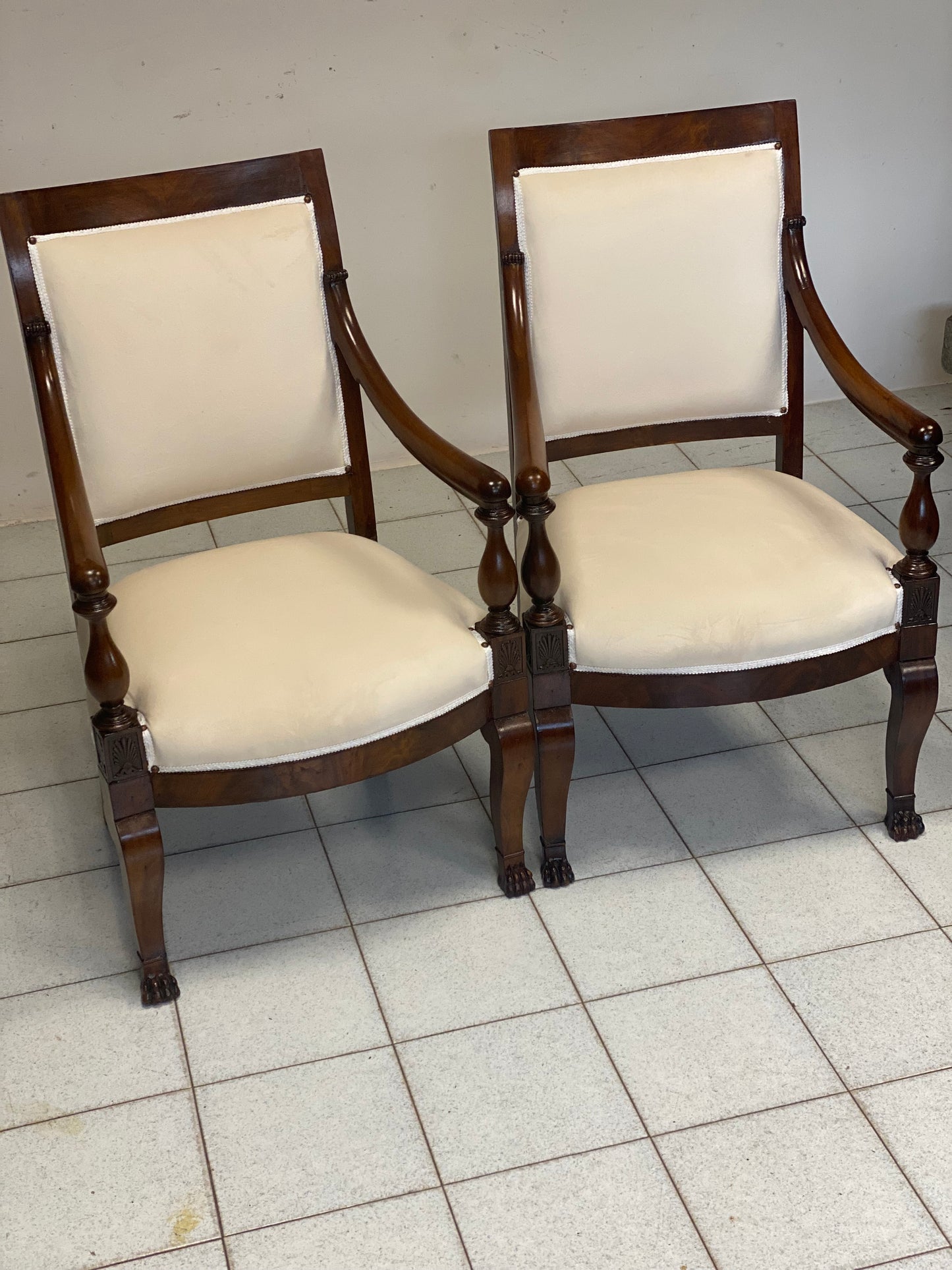 Pair of empire armchairs in rosewood. Genoa 19th century.