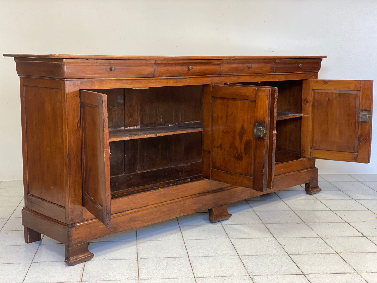 Charles X sideboard with four doors. 218 cm, 19th century