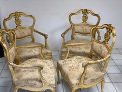 gruppo di quattro poltrone lombarde laccate e dorate . XIX secolo