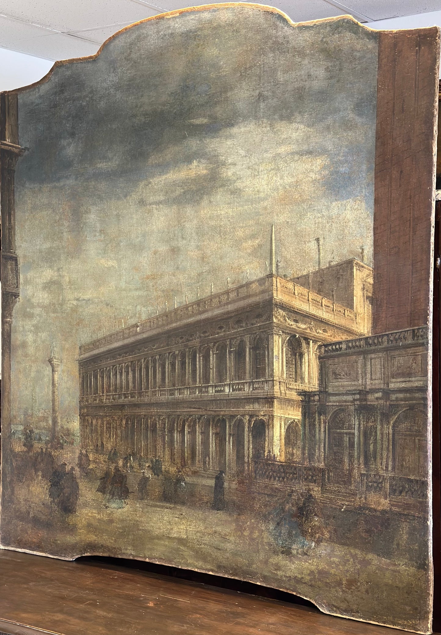 Olio su tela. Veduta di Venezia . XVII secolo . 164 x 148