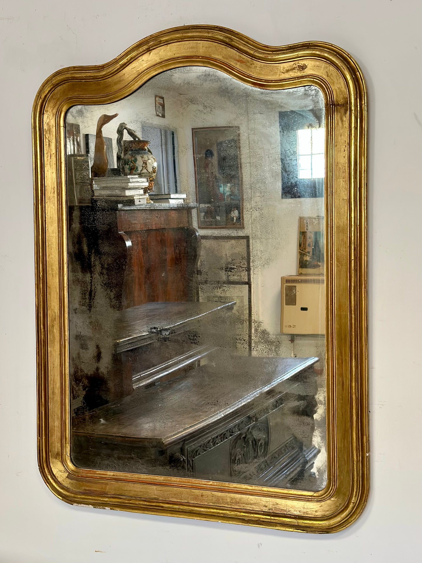 Lombard mirror gold leaf Louis Philippe. 126 x 93 19th century