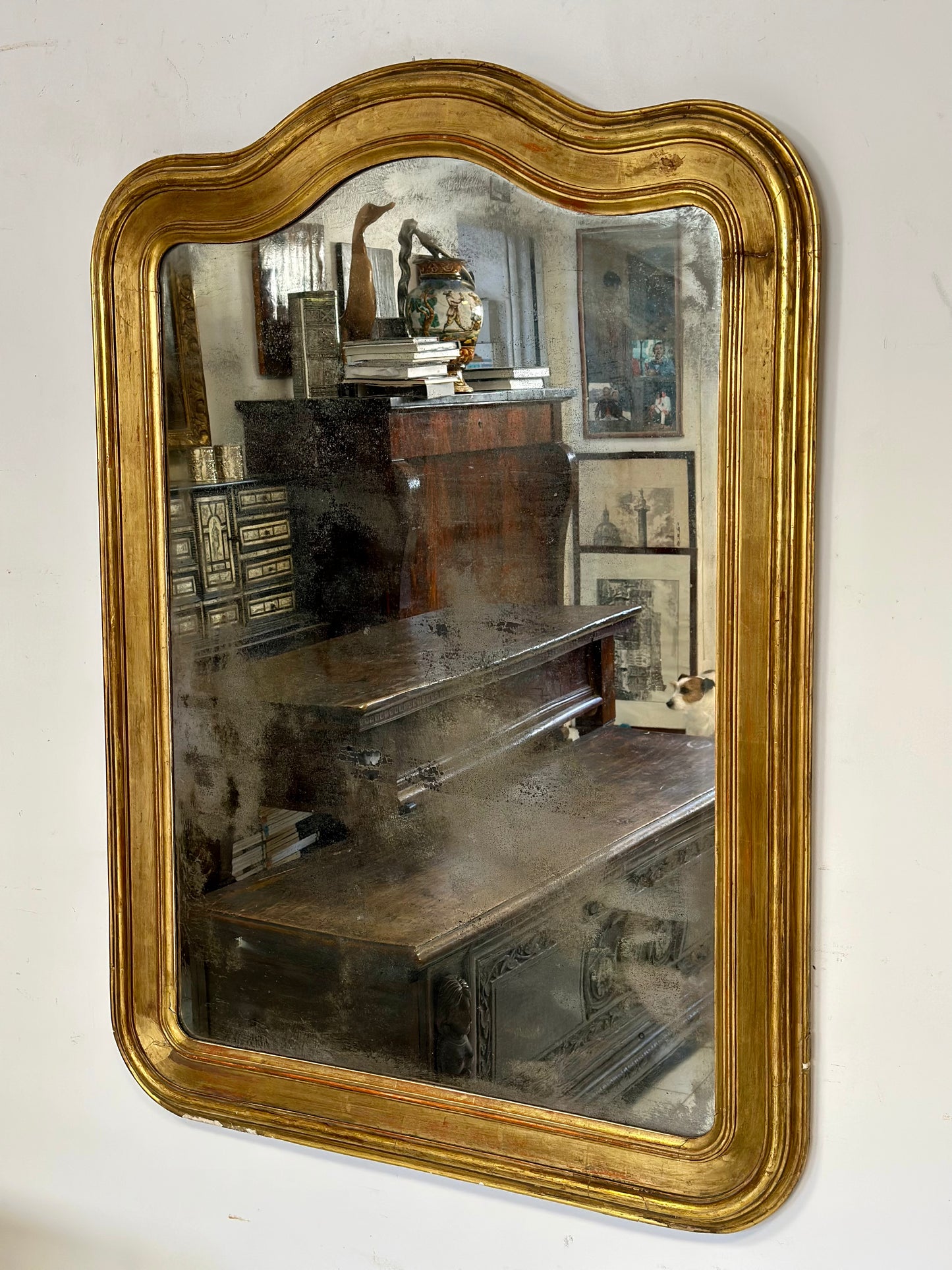 Specchiera lombarda foglia oro Luigi Filippo . 126 x 93 XIX secolo
