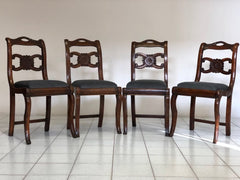 Gruppo di quattro sedie Lombarde in noce Carlo X