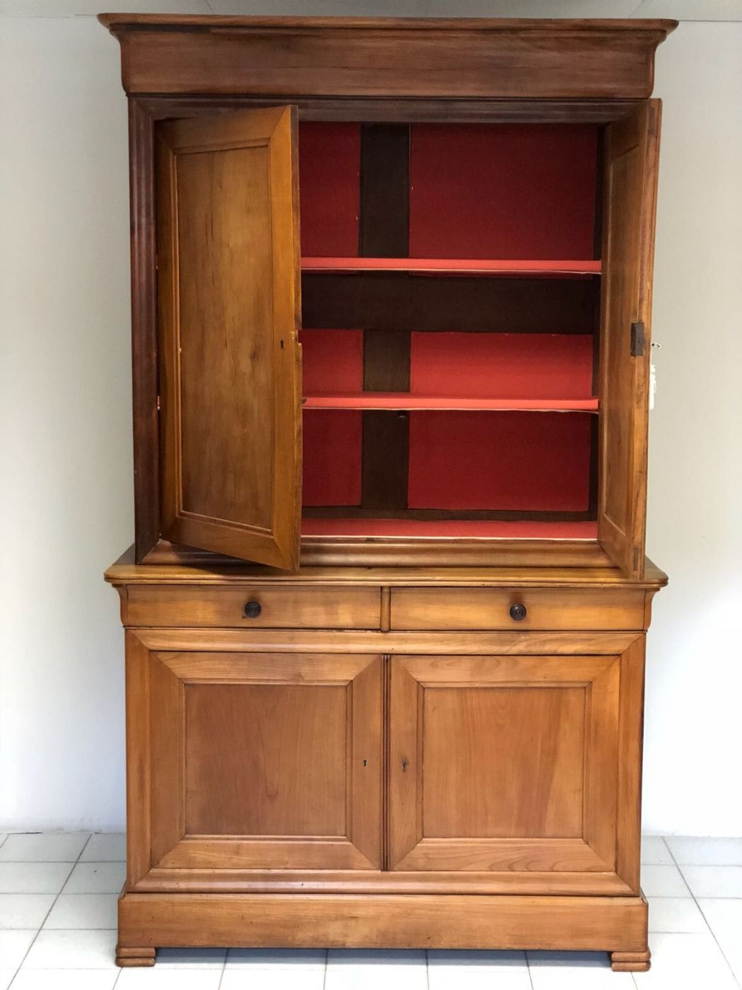 Charles X cherry bookcase sideboard