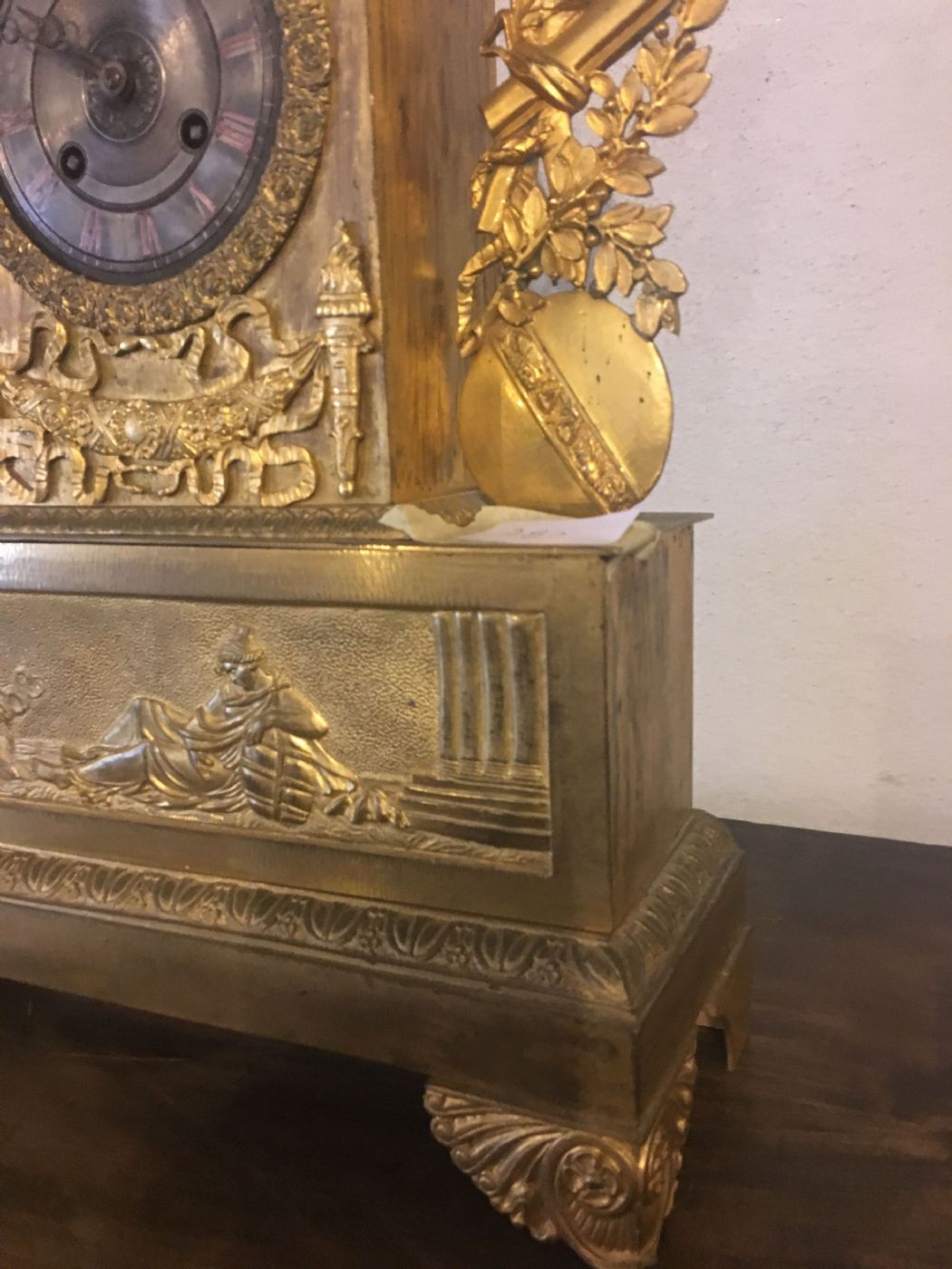 Mercury gilded bronze table clock