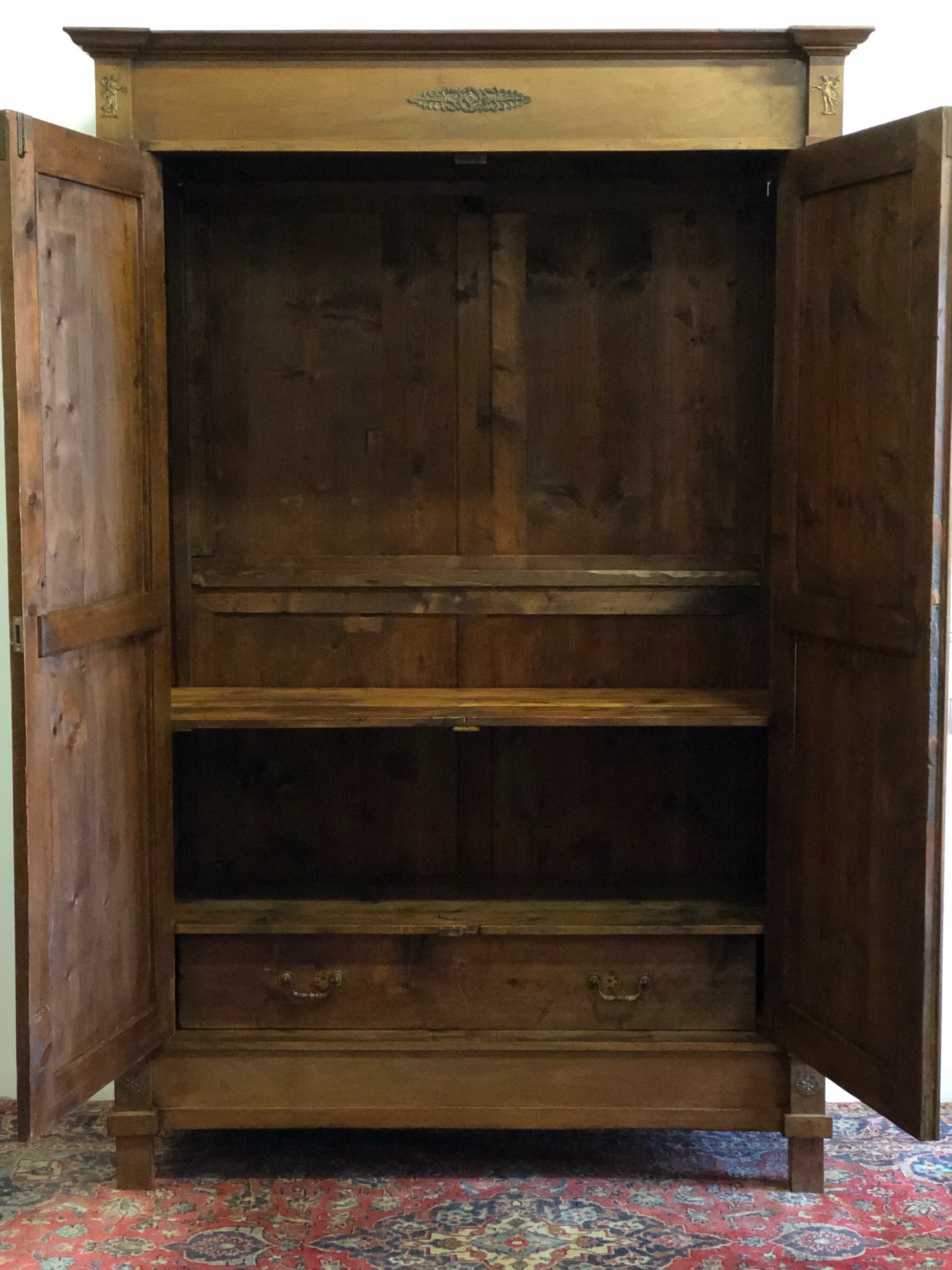 Empire period walnut wardrobe with half columns