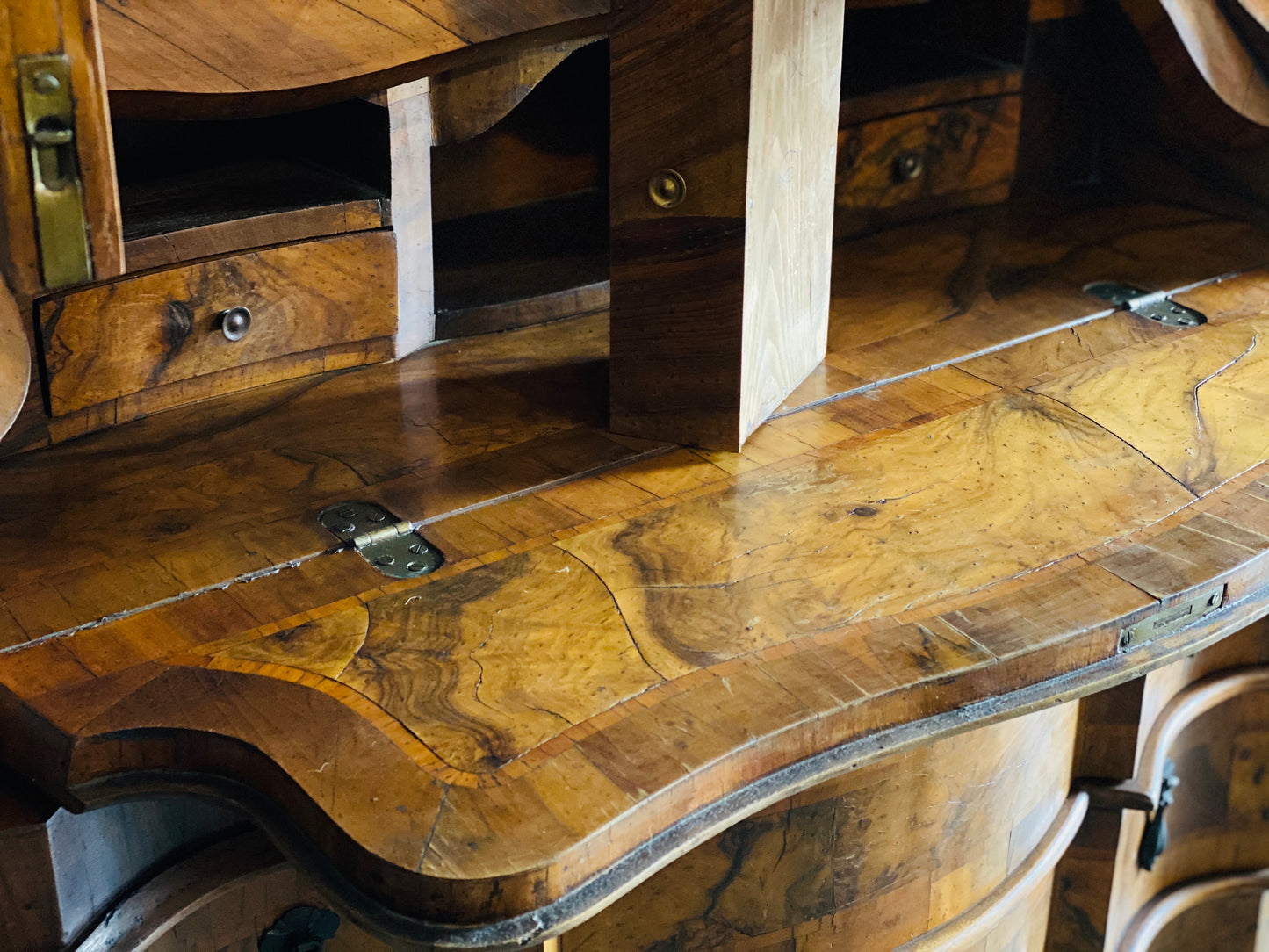 Venetian walnut and briar trumeau 20th century