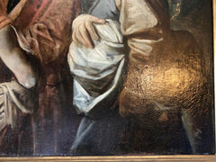 Olio su tela . Giuseppe venduto dai fratelli . XVII secolo