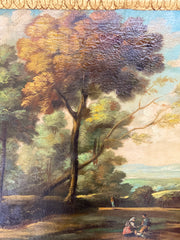Olio su tela . Paesaggio fluviale XIX secolo