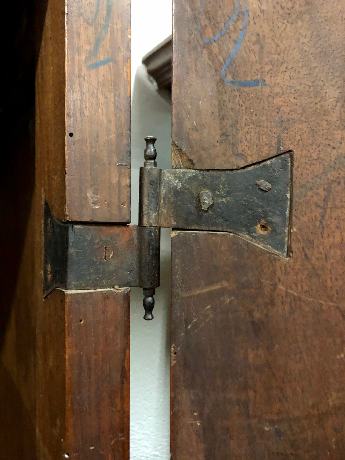 Walnut wardrobe carved with four-leaf clover Genoa late 17th century