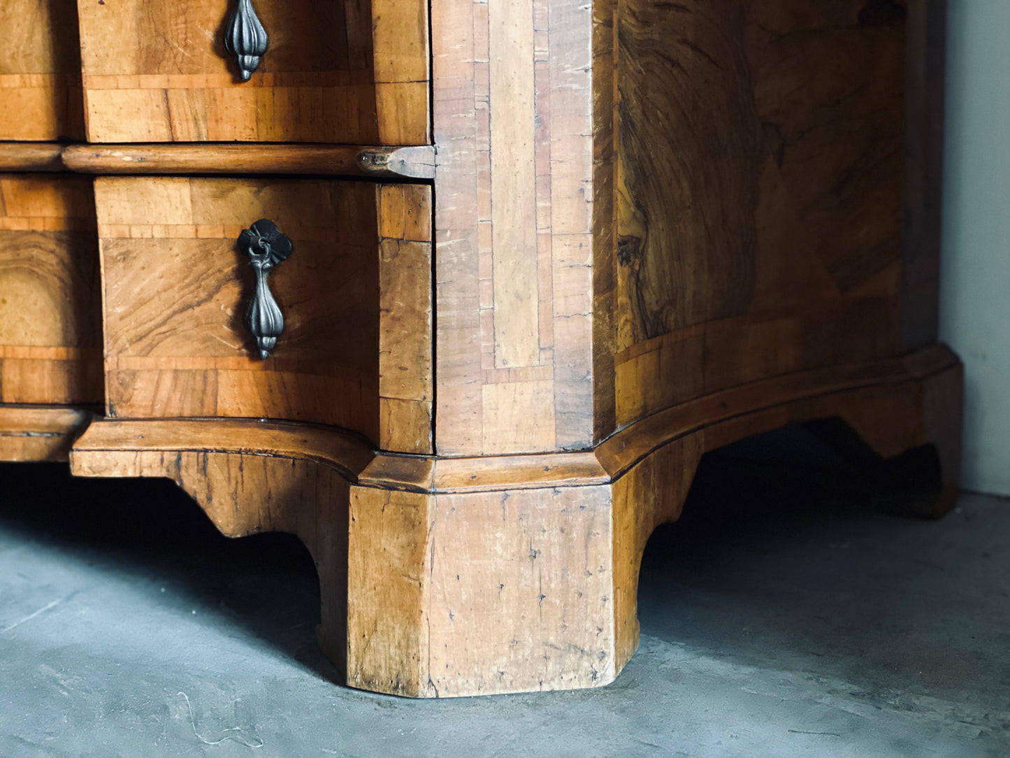 Venetian walnut and briar trumeau 20th century