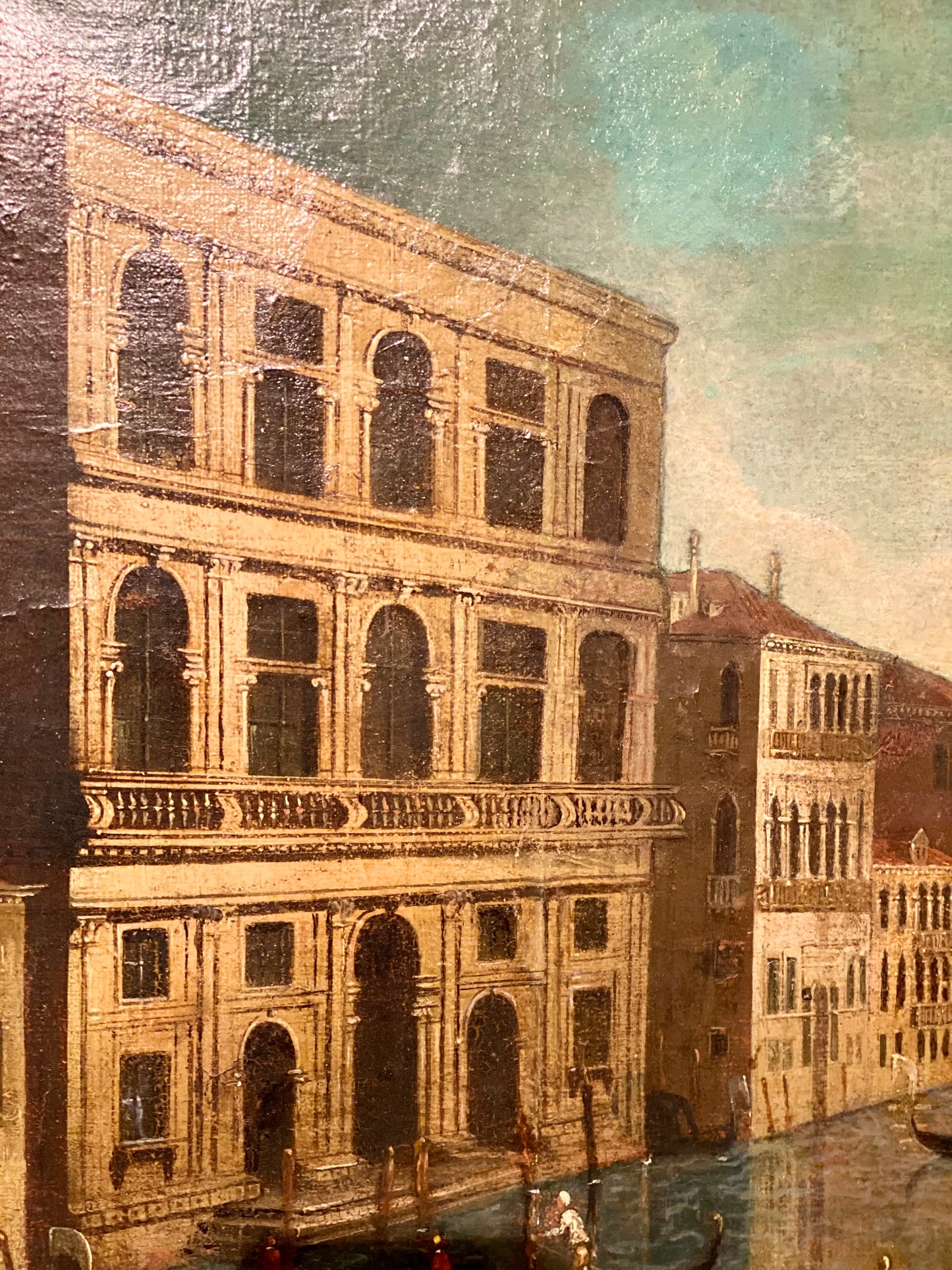 Olio su tela. Venezia canal grande . Francesco Tironi . Cerchia . XVIII secolo